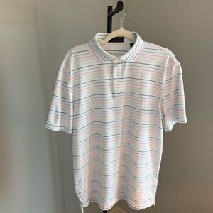 G/FORE White Polo with Colorful Stripes